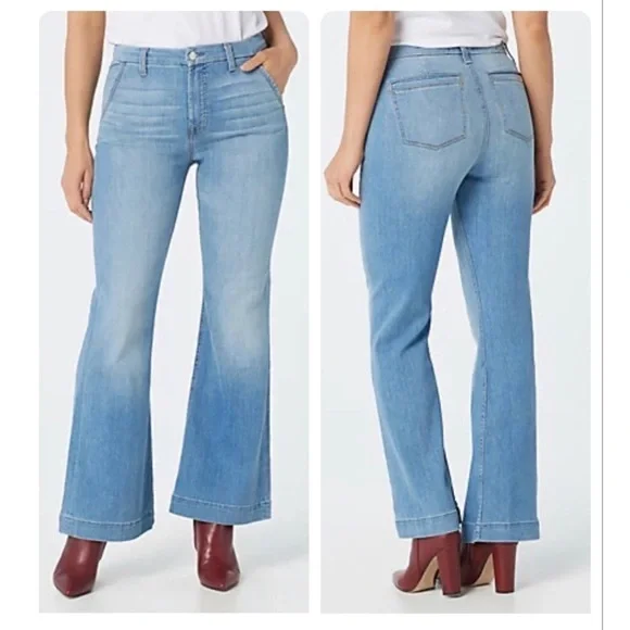 Jen7 by 7 for All Mankind La Quinta Tailorless High-Rise Flared Trouser Jeans - Picture 1 of 13